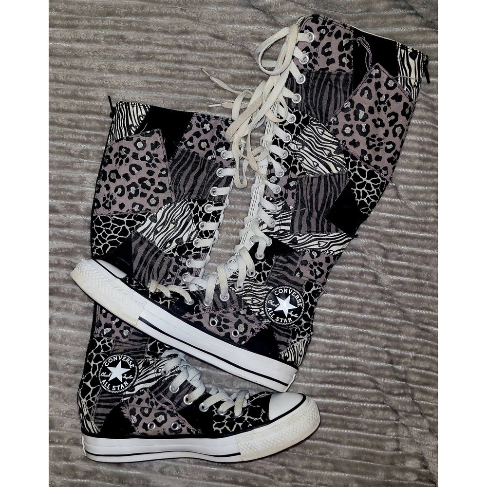 Converse Chuck Taylor All Star XX-Hi Animal Patchwork Knee High Boots 7 RARE!!